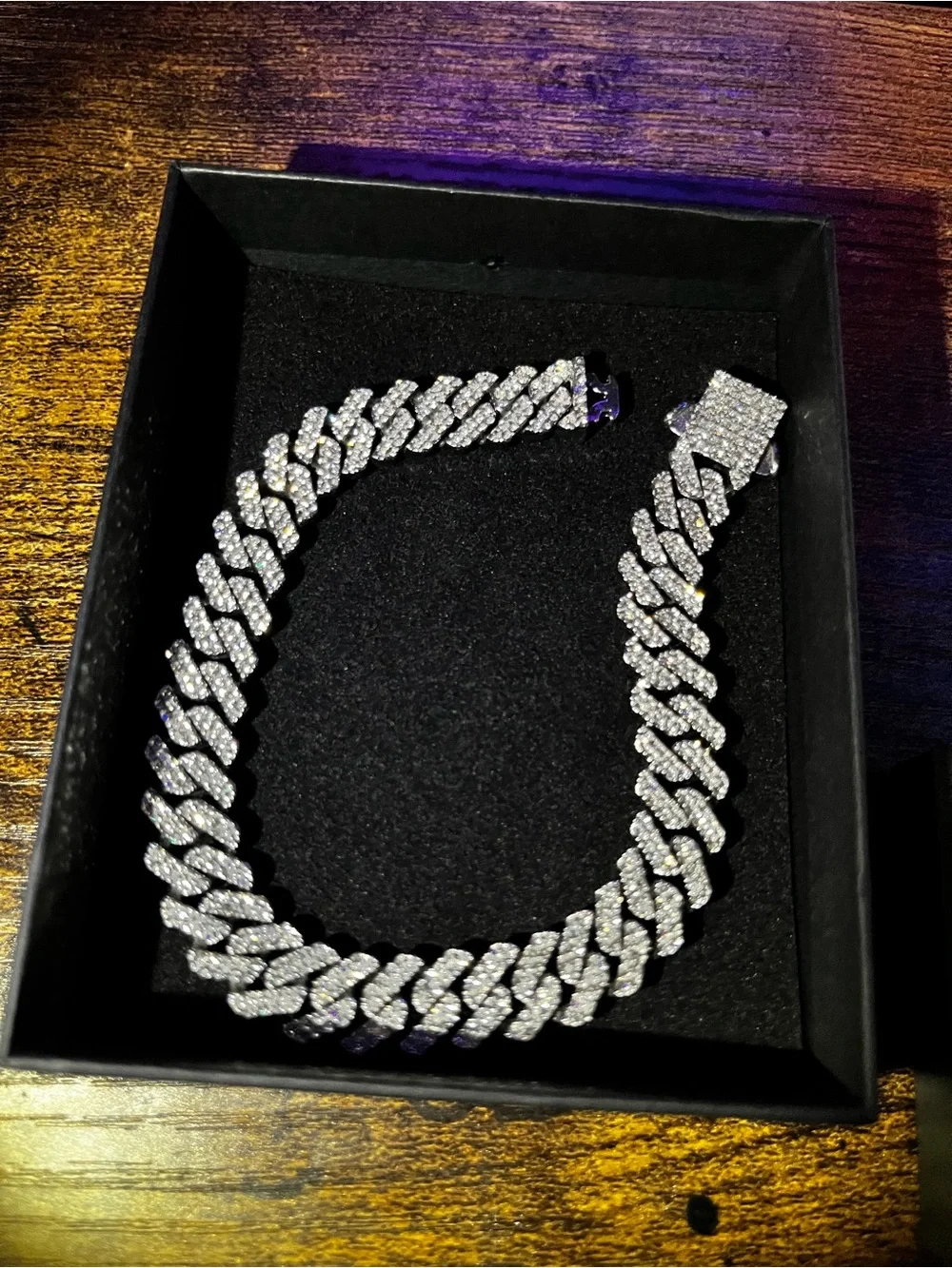 Silver Crystal Cuban Link Bracelet - Women